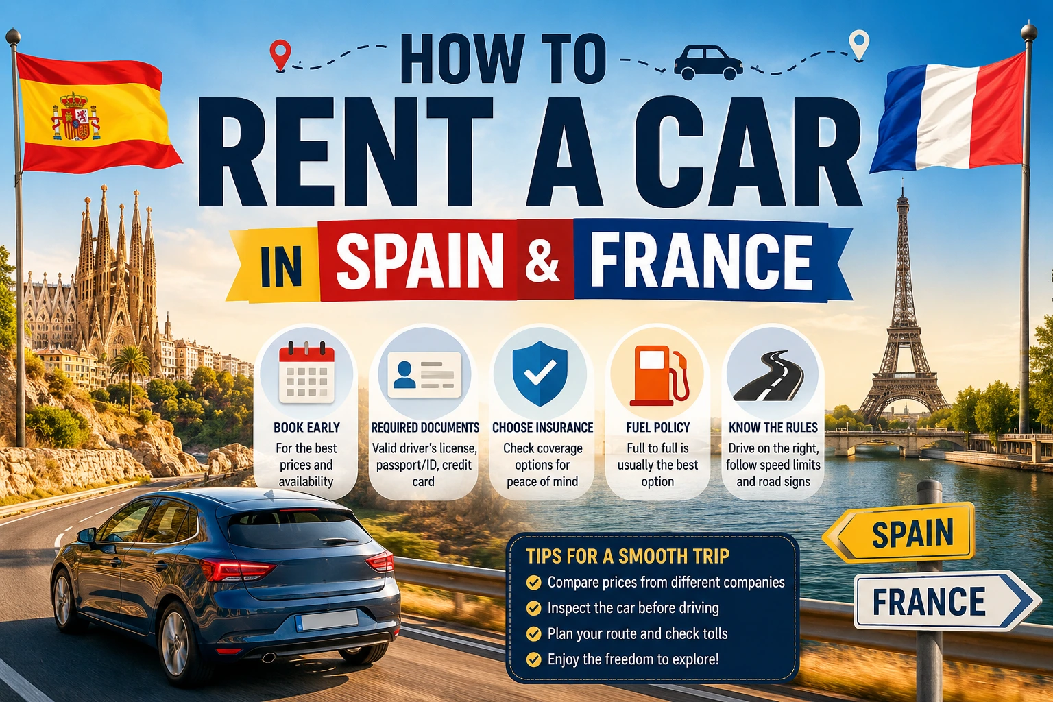 How to rent a car in Spain and France