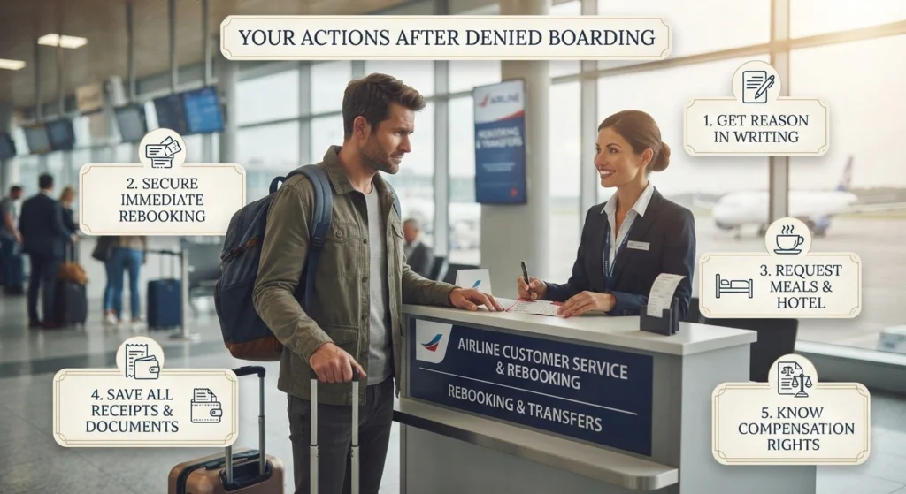 What should you do after being denied boarding