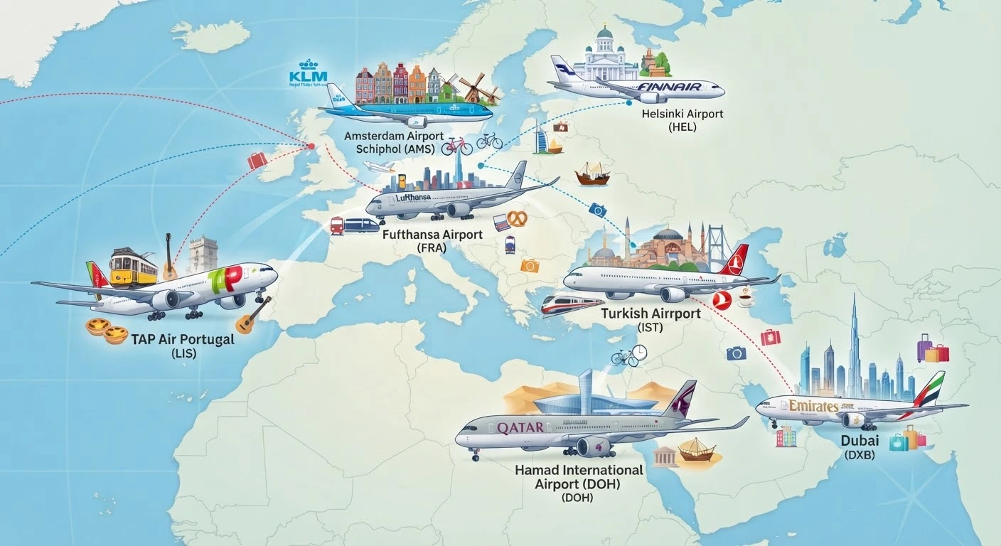 Airlines with Free Stopover Programs in Europe and the Middle East