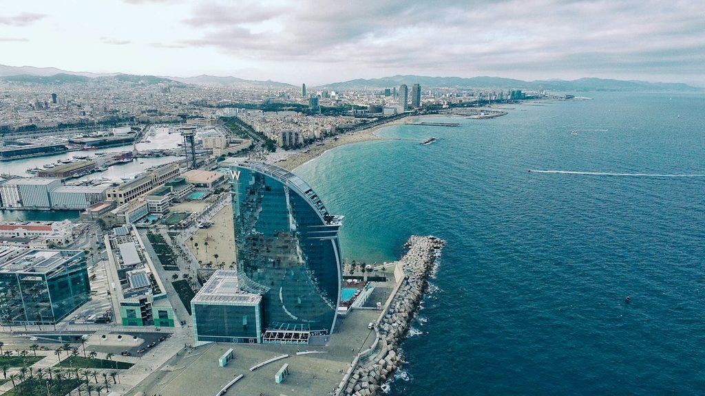 Barcelona beach and Mediterranean waterfront.